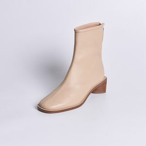 Stivaletti da donna in stile francese color crema minimalista <span class=keywords><strong>con</strong></span> stivaletti <span class=keywords><strong>con</strong></span> tacco corto e quadrato <span class=keywords><strong>con</strong></span> Zip per abiti invernali - Product Image 3