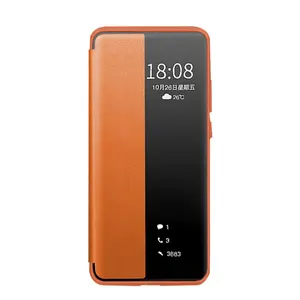 华为P30 Pro Fundas Coque外壳华为P40 Pro后盖的商务智能镜面翻盖PU皮革手机壳