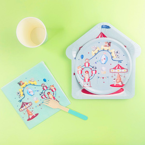 ชุดอุปกรณ์จัดงานเลี้ยงธีมสัตว์เลี้ยงในสวนสนุก DAMAI จานกระดาษ แก้วกระดาษ ผ้าเช็ดปาก สำหรับเด็ก - Product Image 3