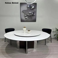 Table à manger rotative en ardoise, style moderne minimaliste et luxueux, pour la maison, l'appartement, l'hôtel, l'école, la villa - 4 places