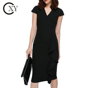 ชุดเดรสใส่ไปทำงานของผู้หญิงชุดเดรสมิดิแต่งระบายสง่างาม - Product Image 3