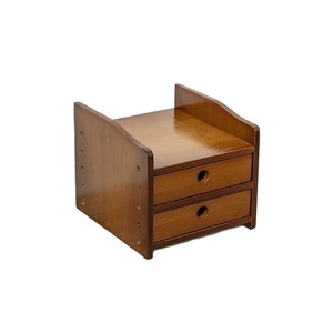 Double <b>Drawer</b> Bamboo Desktop Organizer Minimalist Standing Type Office <b>Storage</b> <b>Box</b> for Student Desk Organization - Product Image 3