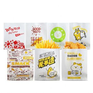 Customized Restaurant Takeaway Fried Chicken Chips Fast Food Wrapping Greaseproof Paper <b>Bag</b> Small Oil Proof Paper <b>Bag</b> Recyclable - Product Image 1