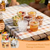 Seau en plastique rond blanc transparent avec couvercle, personnalisable avec logo, 500 ml, 1 L, 2 L, 3 L, 4 L, 5 L, qualité alimentaire, avec poignée, fourni par l'usine