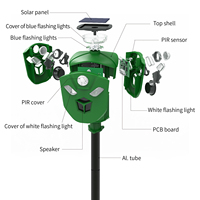 Répulsif Solaire Ultrasonique pour Animaux d'Extérieur, Étanche, Anti-Raton Laveur, Anti-Écureuil, avec Lumière Clignotante à 360°