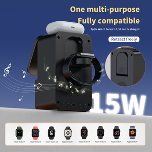 Sản phẩm phổ biến mới 2024 <span class=keywords><strong>5</strong></span> trong 1 sạc không dây BT loa với ánh sáng ban đêm sạc không dây cho <span class=keywords><strong>Iphone</strong></span> iWatch và AirPods - Product Image 5