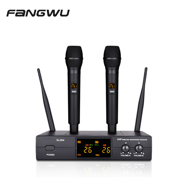 Professional UHF One-to-Two 30 Meter Wireless Microphone for Performances Teaching Home Use Singing Stage