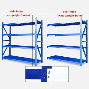 מדפי אחסון מתכת למחסן, 4 שכבות מתכווננות, 2000*600*2000 מ\\\"מ, מדף אחסון בינוני - Product Image 5
