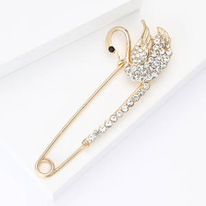 女性用ファッションカーディガンショールウェディング子供用合金ラインストーン白鳥ラペルピンブローチ - Product Image 4