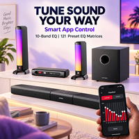 Barre de son 5.1 canaux 320W Dolby Atmos pour système home cinéma avec design détachable, éclairage RGB et contrôle par application
