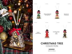 Diffuseur de parfum d'ambiance 80 ml pour les fêtes, aux huiles essentielles décoratives, anti-odeurs, avec bâtonnets, thème <span class=keywords><strong>sapin</strong></span> de Noël - Product Image 3