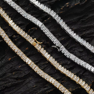 Front and Back Ladder Square Zirconium Tennis <b>Chain</b>, Mix and Match Stacked <b>Chain</b> Tanjing Fashion Lijing Necklace - Product Image 2