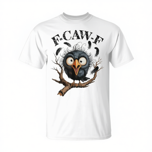 Camiseta de Halloween con Diseño de Cuervo F-Caw-F, Manga Corta, Cuello Redondo, Unisex, Impresión Digital, para Adultos, Promocional - Product Image 3