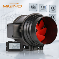 Kipas Saluran Inline Brushless MIWIND Silent 4" EC 110V/220V dengan Baling-baling Plastik, OEM/ODM Dapat Disesuaikan untuk Hidroponik/Tenda Tanam 28dB-A Hitam