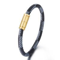 2023 Célèbre Bracelet en Cuir de Marque Designer Vintage Plaid Luxe Bangle Hommes Femmes Bijoux Mode Pulsera De Moda