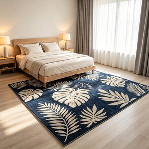 Alfombra Moderna Azul Grisácea para Dormitorio, Alfombra Lavable con Diseño de Hojas de Palma, Alfombra para Sala de Estar, Decoración del Hogar, Tapiz para Salón - Product Image 3