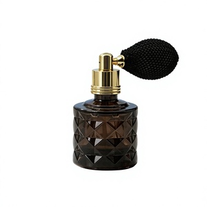 Luxury Gold <b>Spray</b> Glass <b>Perfume</b> <b>Bottle</b> With Textured Ball Pump Cylinder Shape Amber Color 10ML - Product Image 2