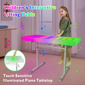 Escritorio de estudio LED moderno para niños, nuevo juego de mesa elevables en sillas de rosa y azul, plástico duradero para el hogar, hoteles, bares para uso en centros comerciales - Product Image 4