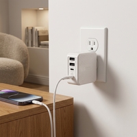 Adaptateur secteur USB C GaN 65W certifié DOE VI 100-240V avec prises interchangeables AU EU UK US