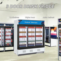 Réfrigérateur vitrine Tongmai à double température, 3 portes, refroidissement direct, dégivrage automatique, portes vitrées, 12 étagères, alimentation 220V
