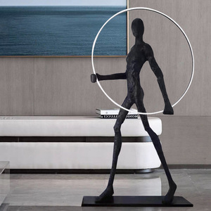 Postmodern Designer Large Human-Shaped Floor Lamp Creative Hotel Lobby Living Room Ball-Holding Sculpture for Home Decor - Product Image 2