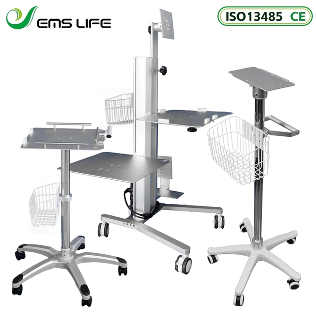 Medical Trolley Stand Mobile Cart Hospital Clinic Laptop Desktop Holder Host Mobile Aluminium Mobile Stand Table Trolley Cart