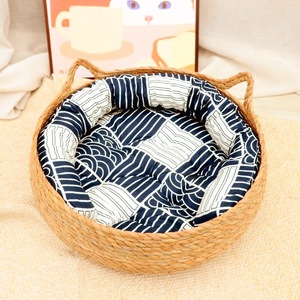 Specialized straw woven <b>cat</b> bed, warm mat for kittens, suitable for all seasons, <b>cat</b> <b>scratching</b> <b>post</b>, <b>large</b> woven rattan super - Product Image 2