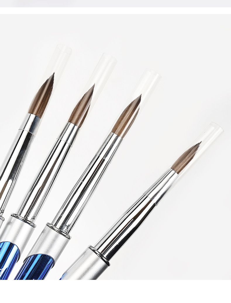 4# Brosse à cheveux en vison avec tige métallique