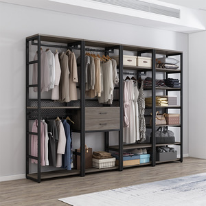 Walk In <b>Wardrobe</b> Floor Standing Clothes Rack With Drawers Double Layer Combination Open Shelf <b>Large</b> Capacity Clothing Organizer - Product Image 1