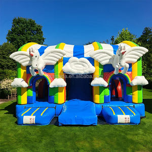 Castillo Inflable para Fiestas, Diseño Nuevo, Ecológico, Impermeable, Brincolín para Niños, Castillo Hinchable de Unicornio con Doble Tobogán, 800 kg - Product Image 1