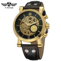 WINNER 8122 Montre mécanique pour garçons de haute qualité en argent Bracelet en cuir Genius Étanche Alpha Automatique Squelette Moq 1 Montre à aiguilles