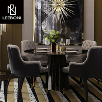 Nuevo diseño de gama alta redonda de cristal negro mesa de banquete de madera de lujo mesa de comedor