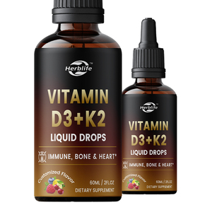 Nhãn hiệu riêng OEM chất lỏng Hữu Cơ <span class=keywords><strong>Vitamin</strong></span> D3 K2 giọt cho người lớn bổ sung chất lỏng cho hỗ trợ miễn dịch & sức khỏe xương - Product Image 1