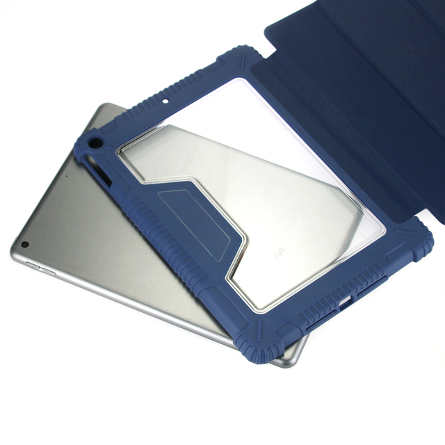 Heavy Duty Rugged Shock Resistant iPad Protective Case, HD Transparent Hard Acrylic Back Shell Non-Slip Textured Silicone Frame