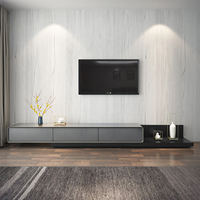 Juego de Mesa de Centro y Mueble para TV Estilo Nórdico, Moderno, Minimalista y Lujoso para Espacios Pequeños, Base Extensible de Madera Natural, Compatible con Televisores