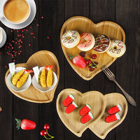 Assiettes à dîner en bois de bambou réutilisables créatives pour les collations aux fruits Plat en forme de coeur
