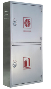 Armoire murale rouge pour enrouleur de tuyau d'incendie avec rangement pour extincteur et coffre de sécurité pour usage résidentiel et professionnel - Product Image 2