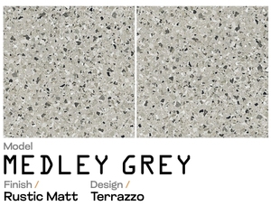 Precios más bajos Azulejos de piso gris Medley con acabado rústico mate y tamaño 600X600 con azulejos de piso diseñados de terrazo para la venta - Product Image 3