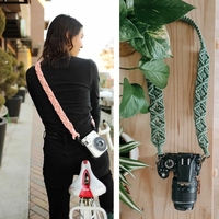Nouveaux accessoires : Sangle de sac bandoulière pour appareil photo, tressée à la main, durable, écologique, imprimée UV, avec crochet métallique, style nordique INS
