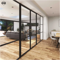 Cloison de séparation en verre moderne avec cadre en aluminium de 100 mm, stores intégrés, insonorisation 45 dB, écologique, pour bureaux et écoles
