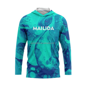 Chemises de pêche à manches longues pour hommes personnalisées, protection solaire UPF 50, vêtements de sport d'extérieur performants, jersey sublimé à capuche - Product Image 4