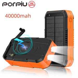 Banque d'alimentation solaire à manivelle, batterie Li-polymère, charge rapide PD22.5W, charge sans fil 15W, affichage LED, 40000mAh, portable, micro USB - Product Image 1