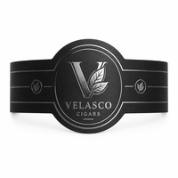 Bandes de cigares personnalisées noires mates minimalistes modernes avec logo argenté UV sélectif, anneaux à marque privée pour emballage cadeau d'entreprise