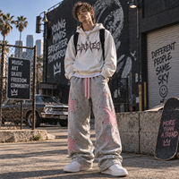 Pantalon de survêtement baggy personnalisé pour homme, coupe large, avec écusson étoile brodé, style streetwear décontracté, vente en gros B2B OEM
