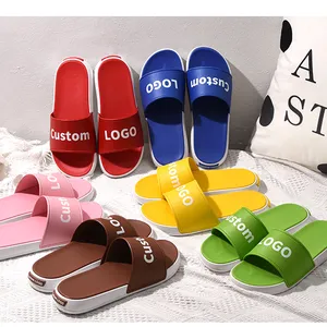 Wholesale Make Design Your Own Custom Beach Pool Unisex Logo Sandal Slides Slippers With Logo For Women Mens
