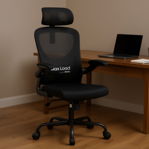 Silla de oficina ergonómica de respaldo alto con reposacabezas, reposabrazos ajustables, asiento de malla, silla giratoria negra para oficina en casa - Product Image 2