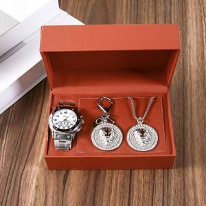Coffret promotionnel trois pièces pour la Fête des Enseignants : montre, collier et porte-clés en verre, nouveauté moderne et simple avec impression numérique, cadeau de vacances - Product Image 3