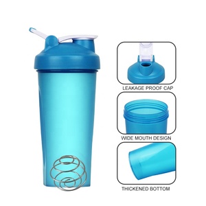 Business <strong>Gift</strong> 600ml Plastic <strong>Protein</strong> Shaker Water Bottle Custom Logo with Metal Mixer &amp; Leak Proof Lids for GYM Fitness BPA Free - Product Image 4