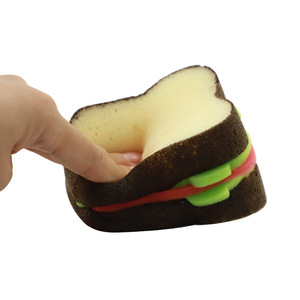 Esponja para lavar platos con diseño de sándwich de dibujos animados, 9,5x8,5x6 cm, almohadilla creativa para limpieza de cocina, para ollas y sartenes - Product Image 2
