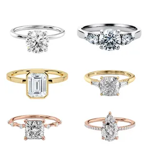 도매 다이아몬드 반지 14k 골드 결혼 반지 약혼 1CT Mossanites 반지 다이아몬드 여성